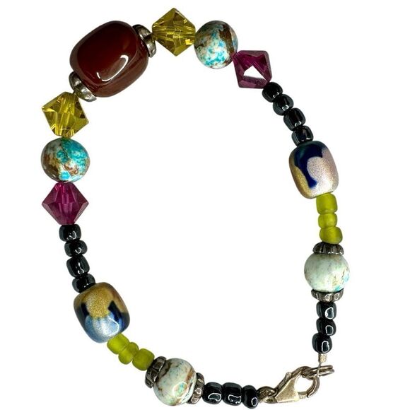 Sterling Silver Natural Stone Beaded Bracelet – Unique & Handcrafted - Picture 14 of 17